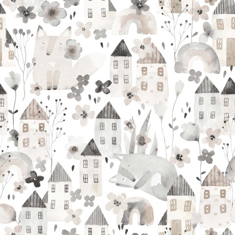 Fototapet, Fox Village, Gray, Rebel Walls - Img 2