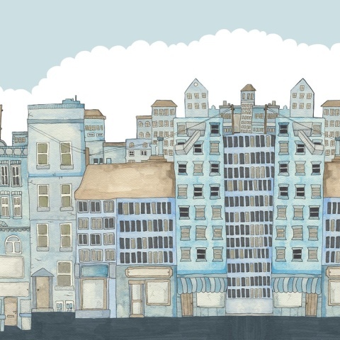 Fototapet, Funny Houses, Light Blue, Rebel Walls - Img 2