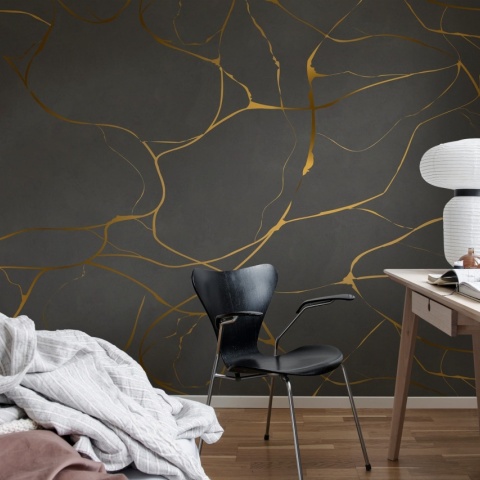 Fototapet, Gold Swirl, Dark Gray, Rebel Walls - Img 3
