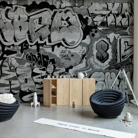 Fototapet, Graffiti, Black, Rebel Walls