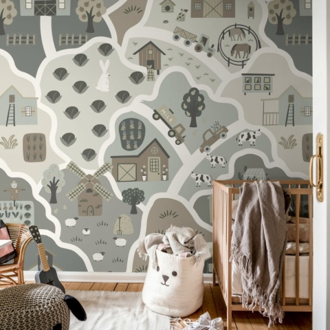 Fototapet, Happy Landscape, Gray, Rebel Walls