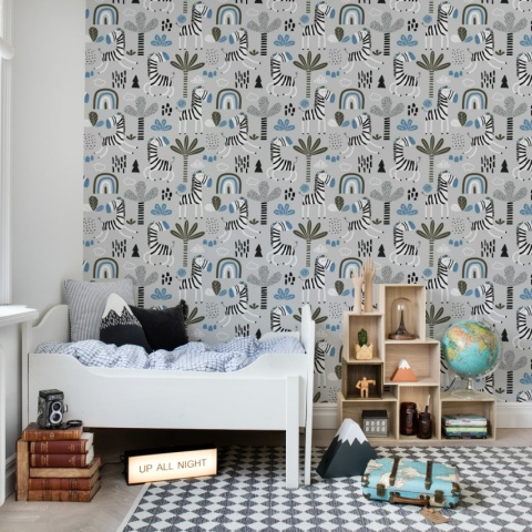 Fototapet, Happy Zebra, Blue, Rebel Walls - Img 3
