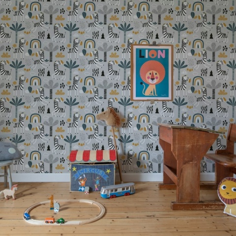 Fototapet, Happy Zebra, Gray, Rebel Walls