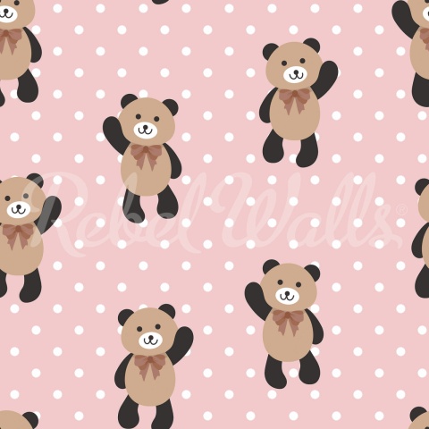 Fototapet, Hello Bear, Baby Pink, Rebel Walls - Img 2