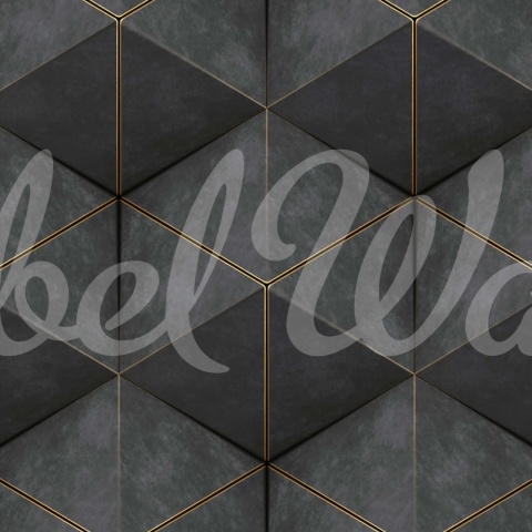 Fototapet, Hexagon Cube, Black, Rebel Walls - Img 2