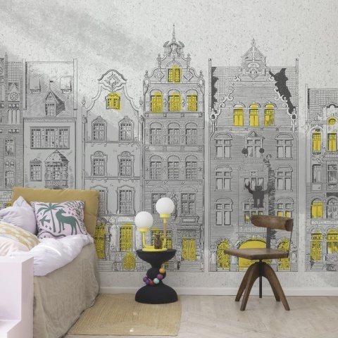 Fototapet, House Facades, Gray, Rebel Walls