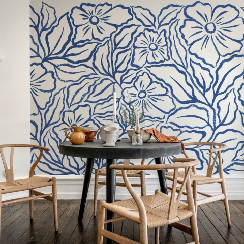 Fototapet, Ink Flowers, Blue, Rebel Walls - Img 3