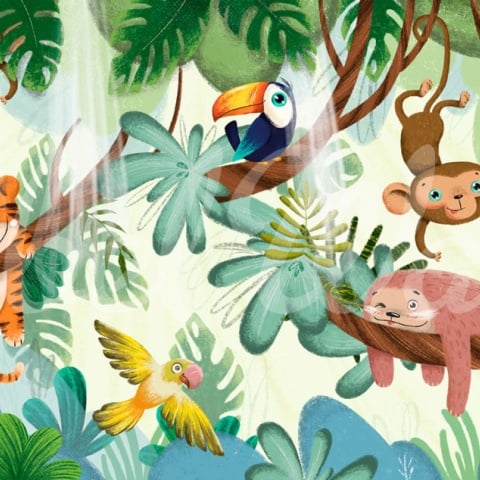Fototapet, Jungle Buddies, Green, Rebel Walls - Img 2