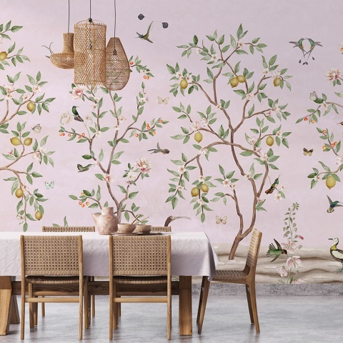 Fototapet Lemon Tree Chinoiserie - Pink, Sir Edward - Img 3