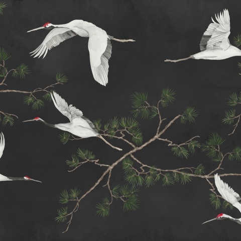 Fototapet, Majestic Cranes, Black, Rebel Walls - Img 2