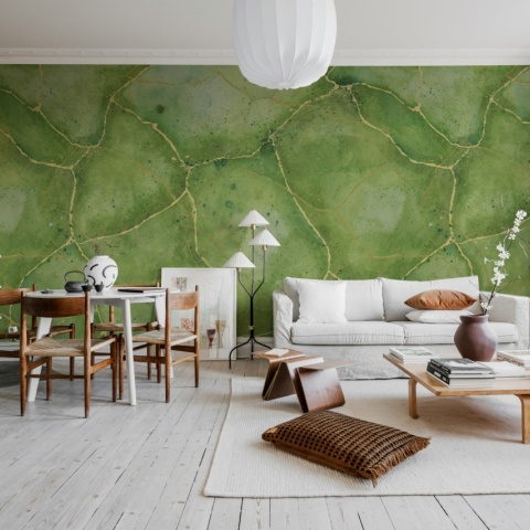 Fototapet, Marble Watercolor, Green, Rebel Walls
