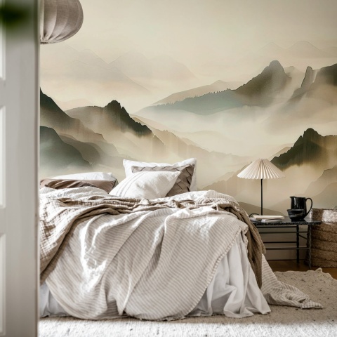 Fototapet, Misty Mountain, Beige, Rebel Walls - Img 3