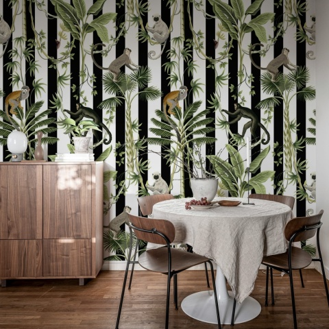 Fototapet, Monkey Stripes, Black, Rebel Walls