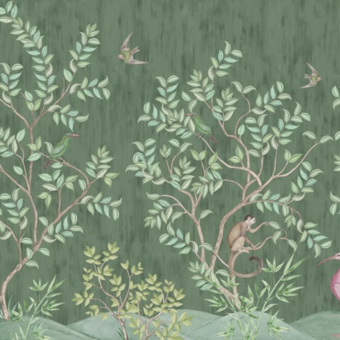 Fototapet, Monkeys Paradise, Sage Green, Rebel Walls - Img 2