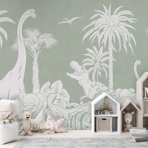 Fototapet Monochrome Dino - Green, Kikki Belle - Img 3
