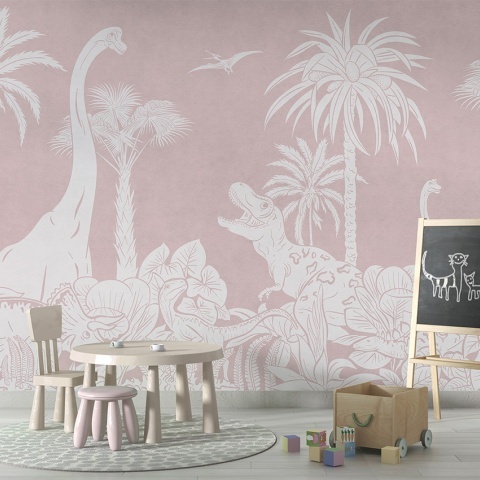 Fototapet Monochrome Dino - Pink, Kikki Belle - Img 4