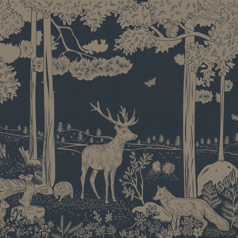 Fototapet Monochrome Forest - Blue Vintage, Kikki Belle - Img 2