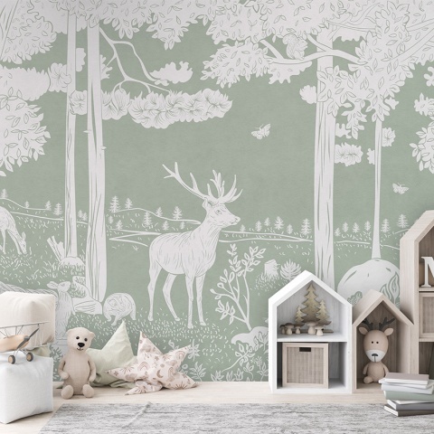 Fototapet Monochrome Forest - Green, Kikki Belle - Img 3