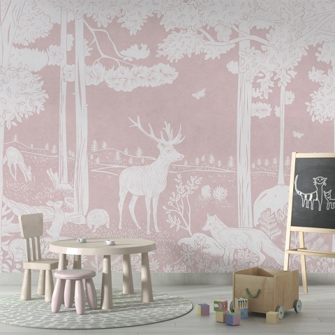Fototapet Monochrome Forest - Pink, Kikki Belle - Img 4