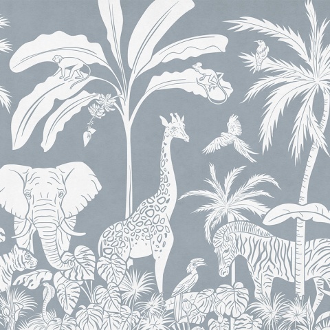 Fototapet Monochrome Jungle - Blue, Kikki Belle - Img 2