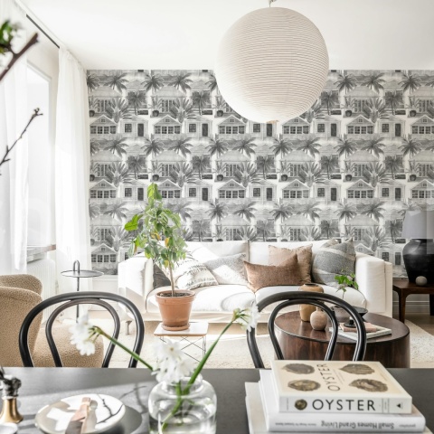 Fototapet, Palm Residence, Gray, Rebel Walls