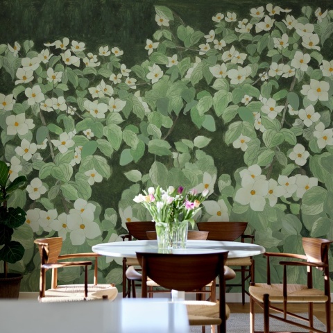 Fototapet, Parkflowers, White, Rebel Walls