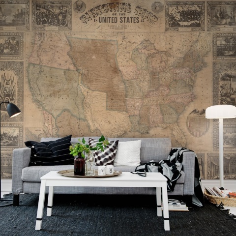 Fototapet, Pictorial Map of the U.S., Rebel Walls - Img 3