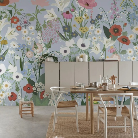 Fototapet, Playful Meadow, Blue, Rebel Walls - Img 3