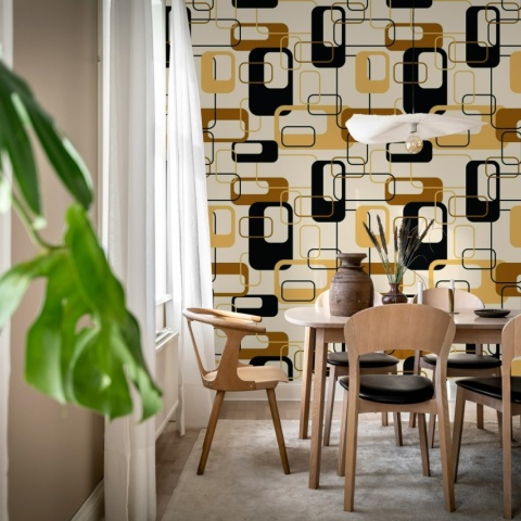 Fototapet, Retro Squares, Brown, Rebel Walls - Img 3