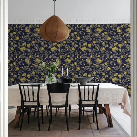Fototapet, Rose Hip Garden, Blue, Rebel Walls