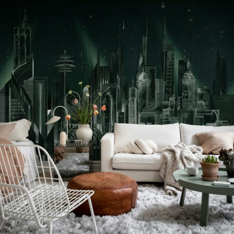 Fototapet, Sci-Fi Town, Green, Rebel Walls