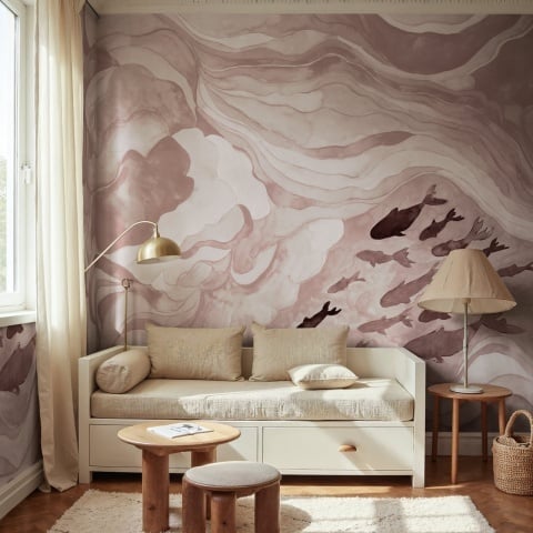 Fototapet, Silent Stream, Pink, Rebel Walls