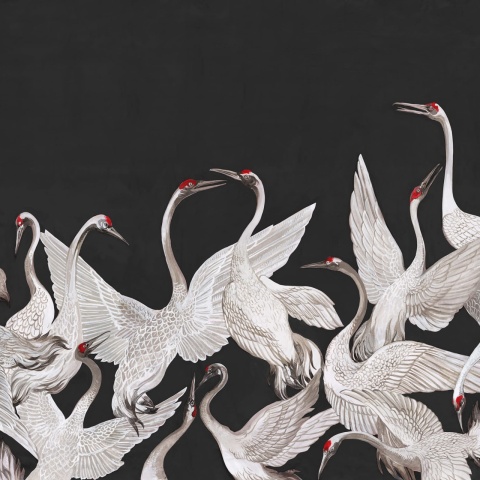 Fototapet, Soaring Cranes, Black, Rebel Walls - Img 2
