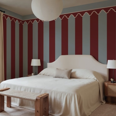 Fototapet, Stripe Chateau, Red, Rebel Walls