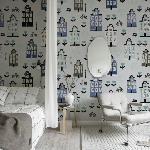 Fototapet, Sweet Town, Blue, Rebel Walls - Img 3