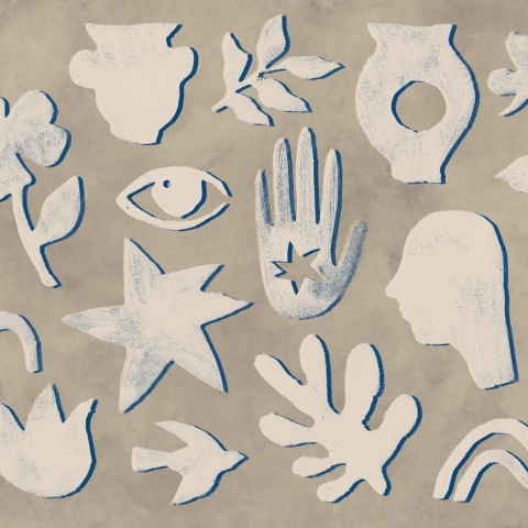 Fototapet, Symbolic, Blue &amp; Beige, Rebel Walls - Img 2