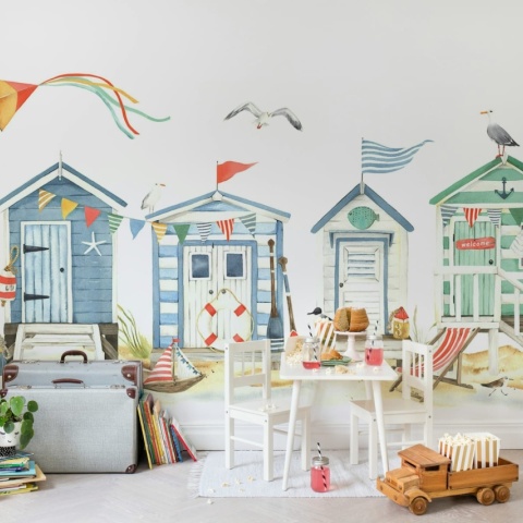 Fototapet, Tiny Beach Houses, Multi, Rebel Walls