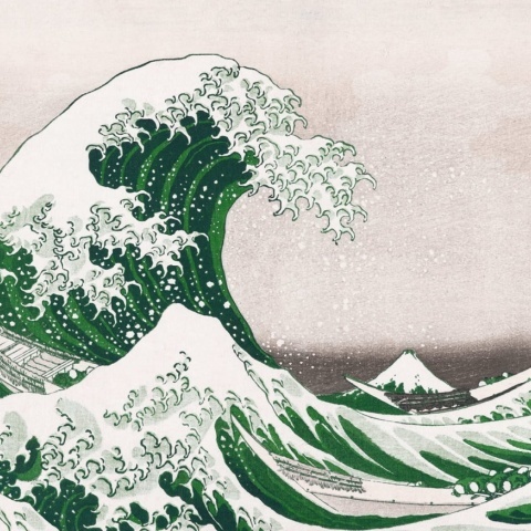 Fototapet, Under the Wave off Kanagawa, Green, Rebel Walls - Img 2