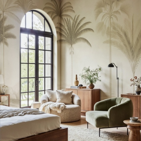 Fototapet, Vintage Palms, Beige, Rebel Walls