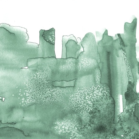 Fototapet, Watercolor City, Green, Rebel Walls - Img 2
