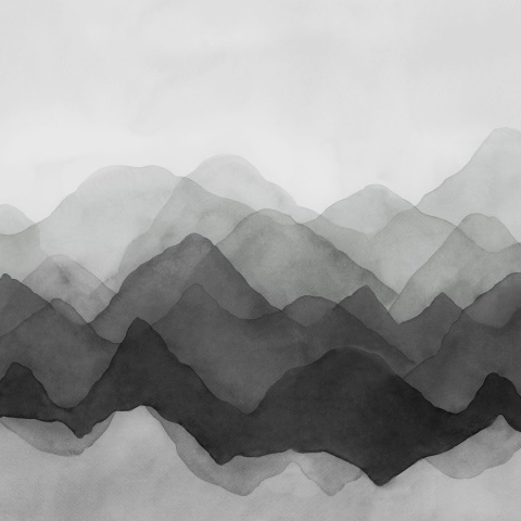 Fototapet, Watercolor Mountain, Black, Rebel Walls - Img 2