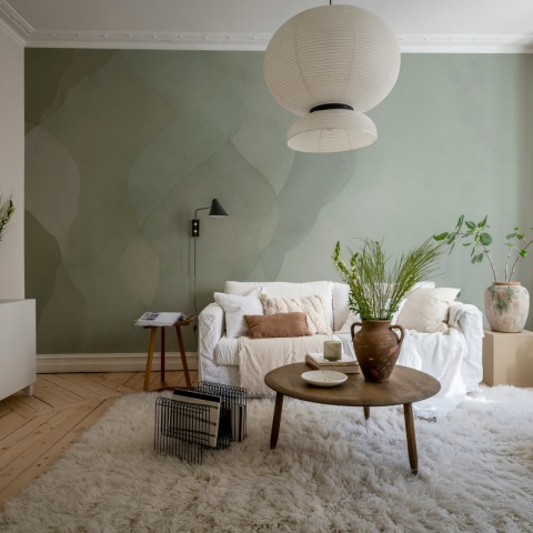 Fototapet, Watercolor Vertical, Green, Rebel Walls