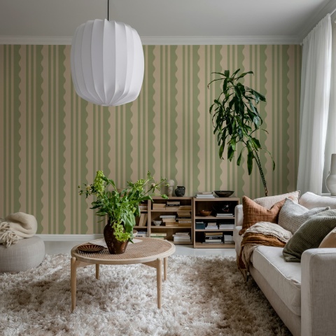 Fototapet, Wavy Stripe, Light Green, Rebel Walls - Img 3