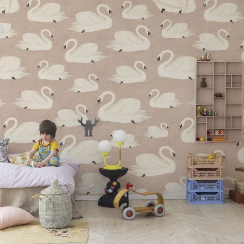 Fototapet, Whooper Swan, Soft Pink, Rebel Walls - Img 4