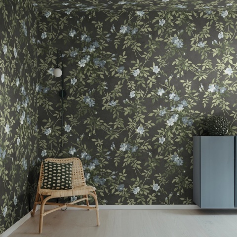 Fototapet, Wildflower Vista, Black, Rebel Walls