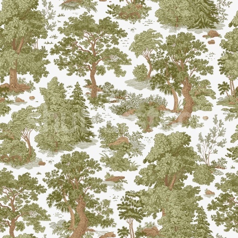 Fototapet, Woodland Toile, Light Green, Rebel Walls - Img 2