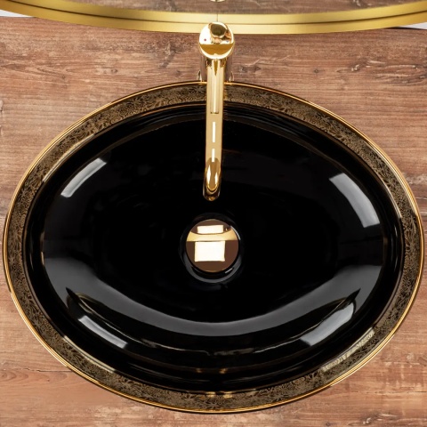 Lavoar pe blat Margot gold/ black ceramic - Img 4