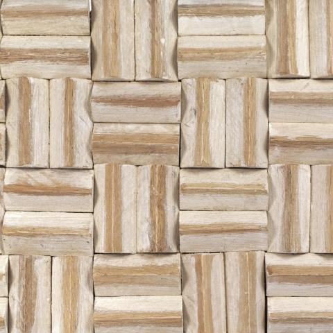 Panou decorativ 3D, Lemn de mango, Limas White Wash, 6 placi 42x42cm, 1.05 mp