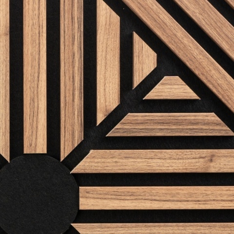 Panou riflaj acustic decorativ, MDF si pasla, AC40, 60x60x1.8cm, Stejar inchis - Img 2