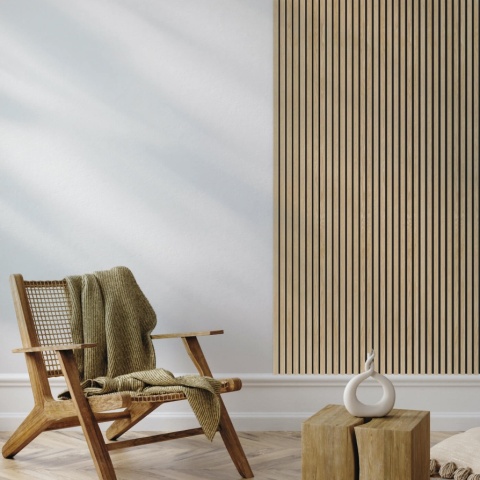 Riflaj decorativ MDF, Light Oak, fonoabsorbant, 28x2.1x270 cm - Img 2